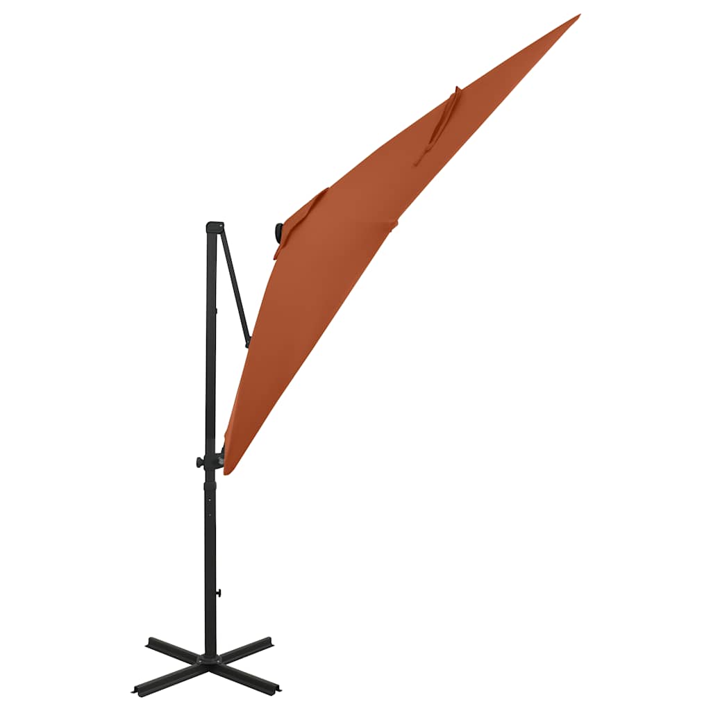 Konzolni vrtni suncobran sa stupom LED 250 cm terakota