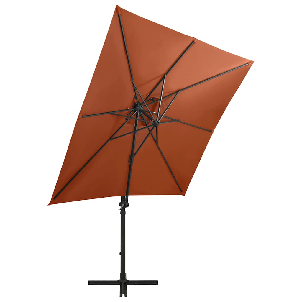Konzolni vrtni suncobran sa stupom LED 250 cm terakota