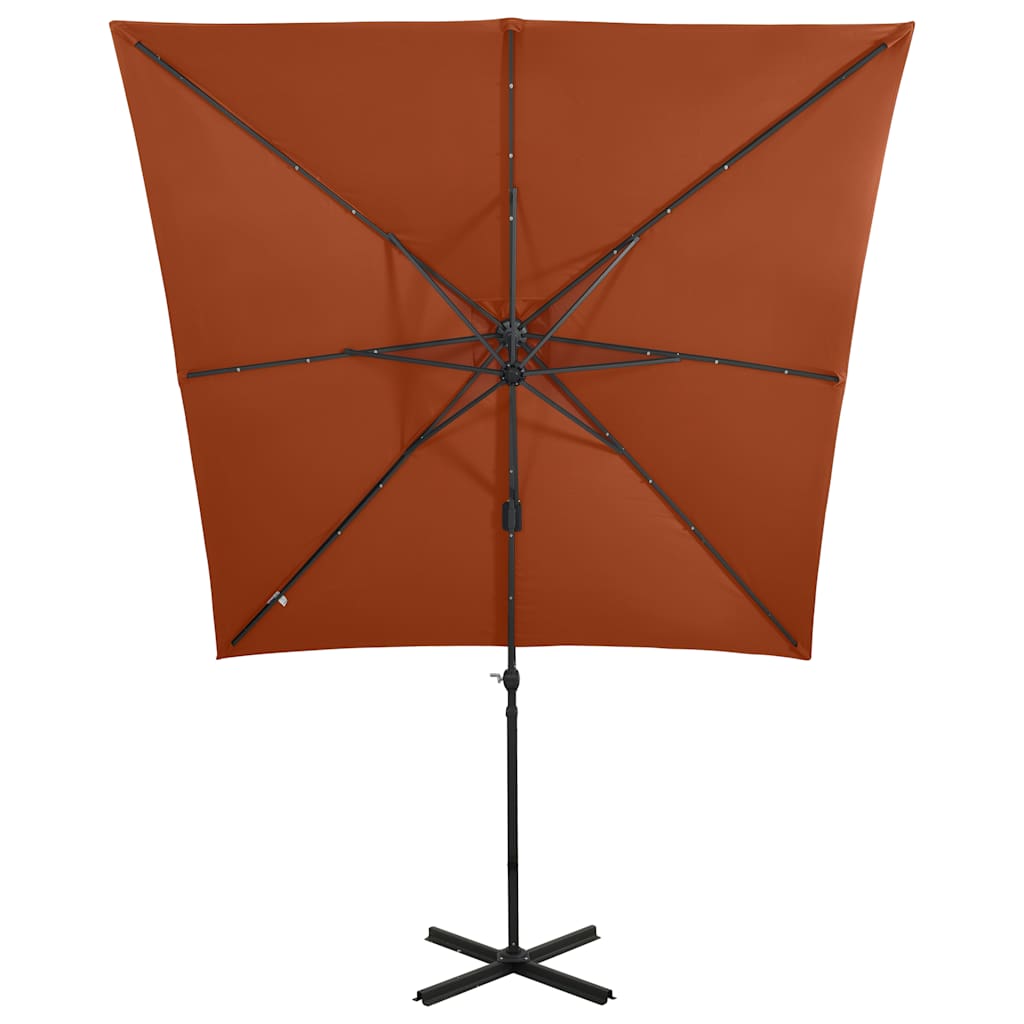 Konzolni vrtni suncobran sa stupom LED 250 cm terakota