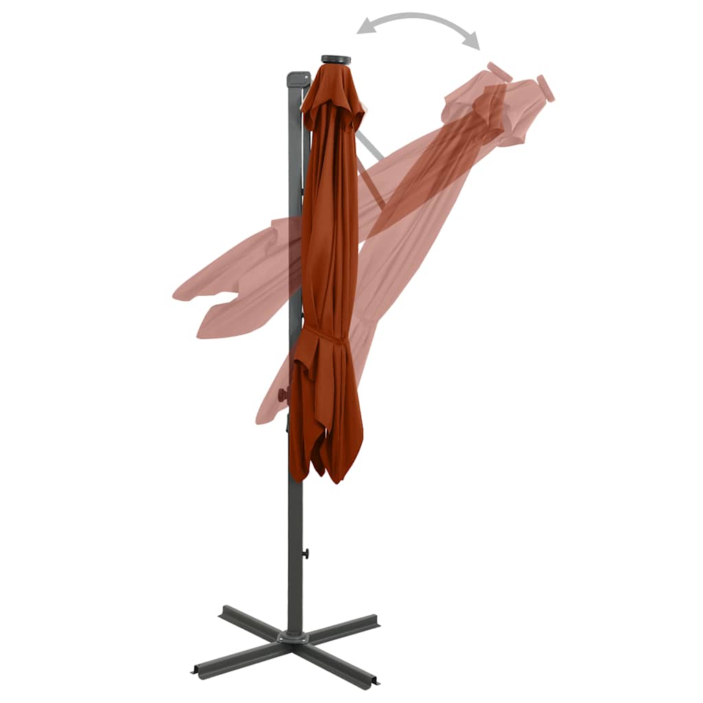 Konzolni vrtni suncobran sa stupom LED 250 cm terakota