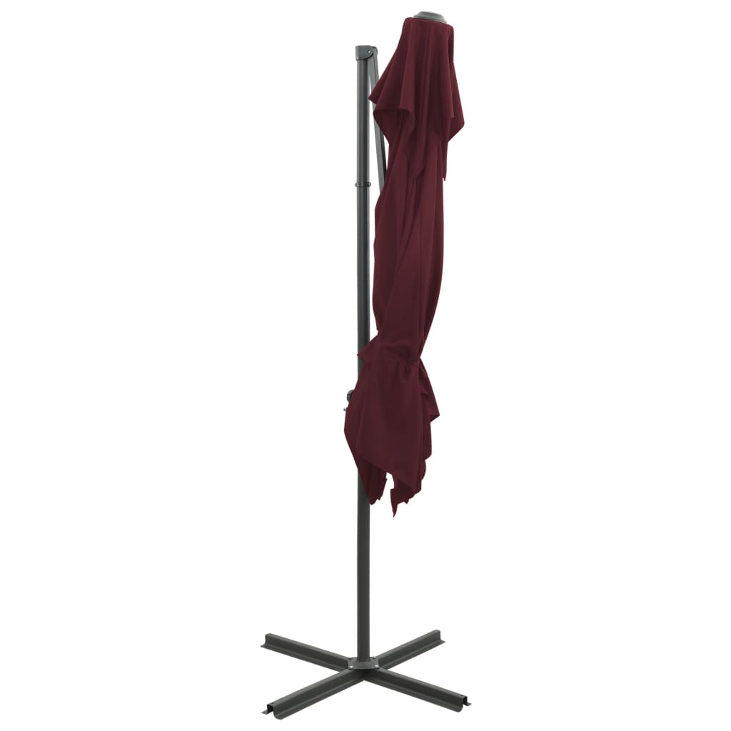 Konzolni vrtni suncobran s dvostrukim vrhom 250 x 250 cm bordo