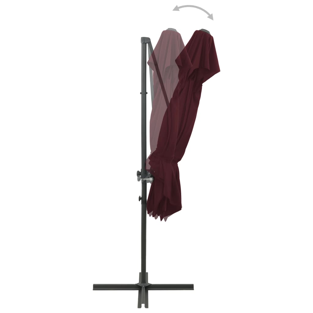 Konzolni vrtni suncobran s dvostrukim vrhom 250 x 250 cm bordo
