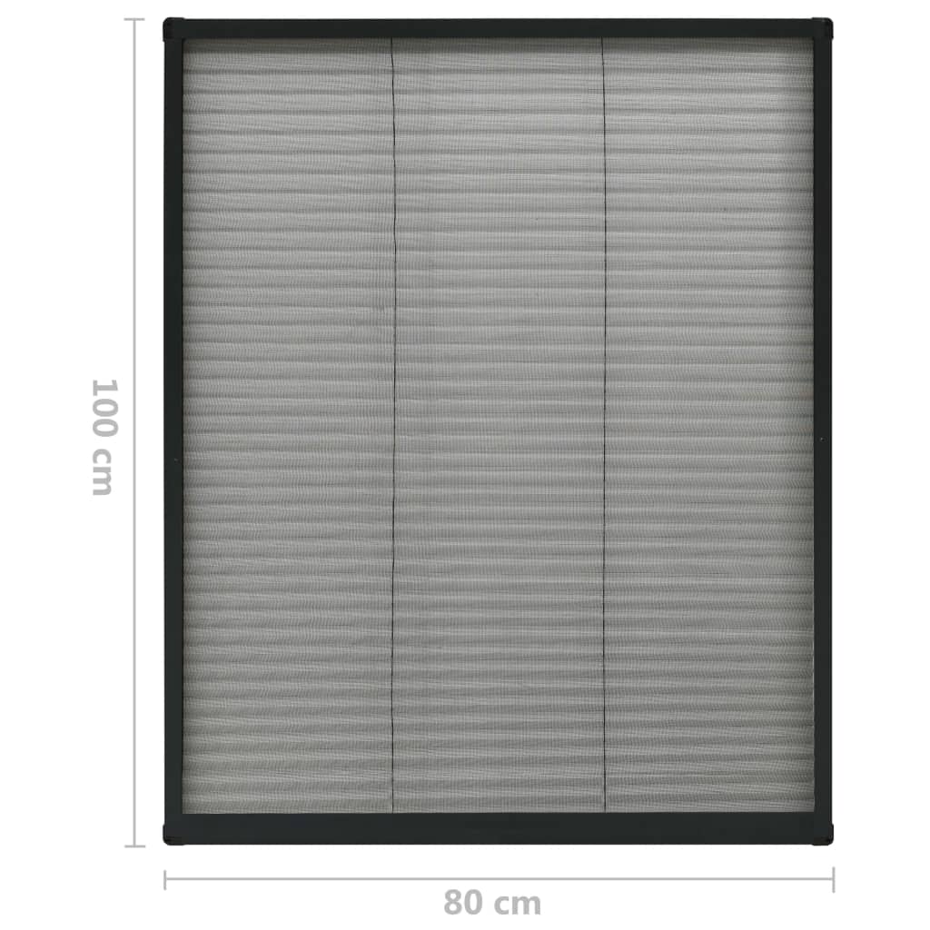 Zaslon protiv insekata za prozore antracit 80x100 cm aluminij