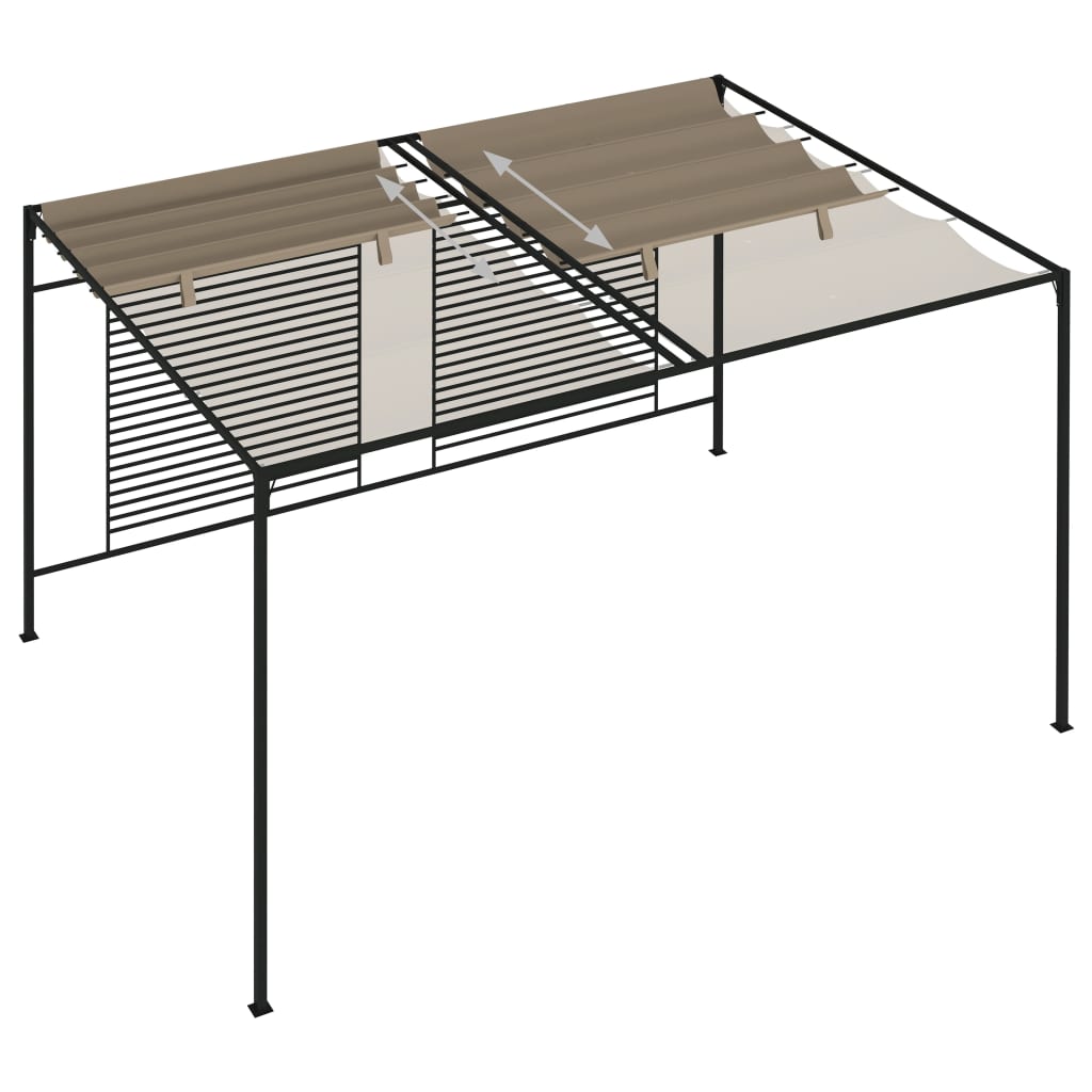 Sjenica s pomičnim krovom 3 x 4 x 2,3 m smeđesiva 180 g/m²