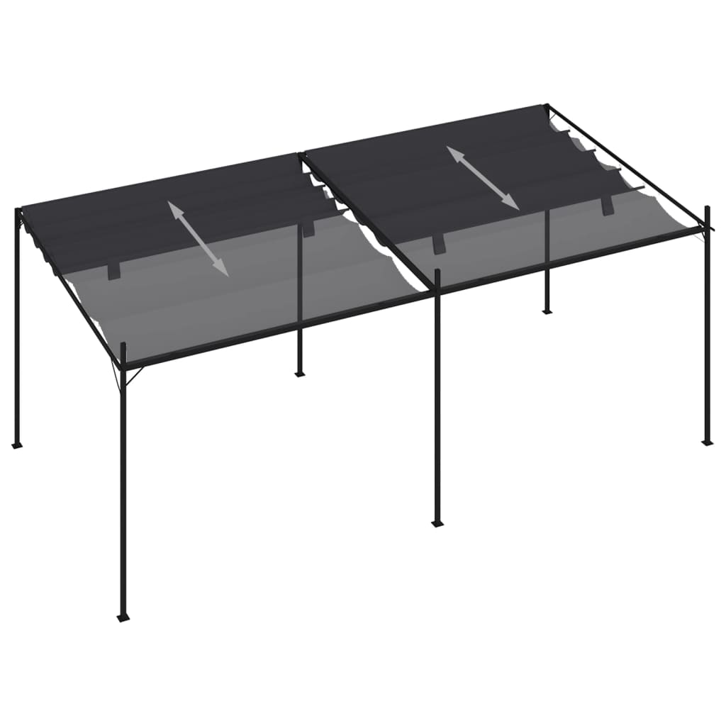 Sjenica s pomičnim krovom 600 x 300 x 233 cm antracit