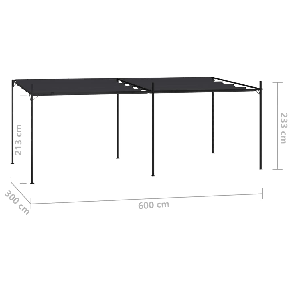 Sjenica s pomičnim krovom 600 x 300 x 233 cm antracit