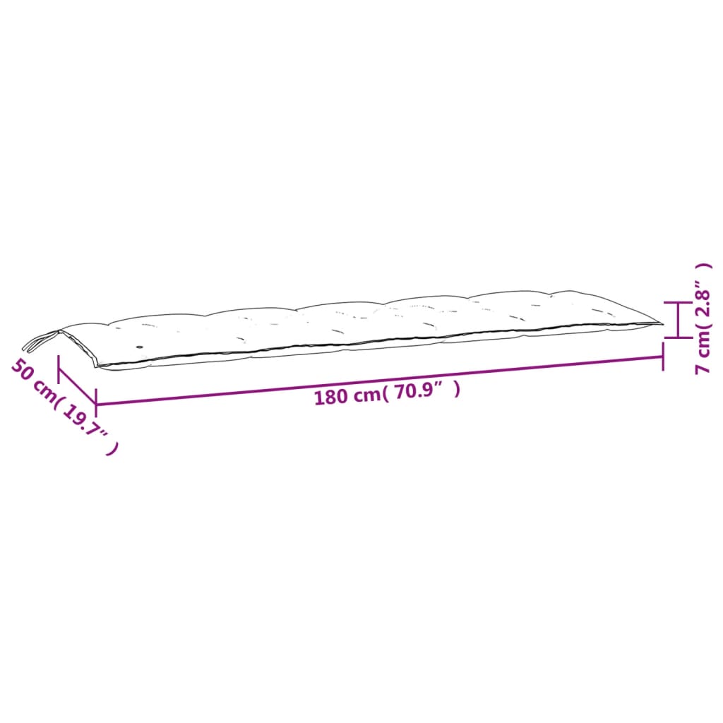 Jastuk za vrtnu klupu plavi 180 x 50 x 7 cm od tkanine Oxford