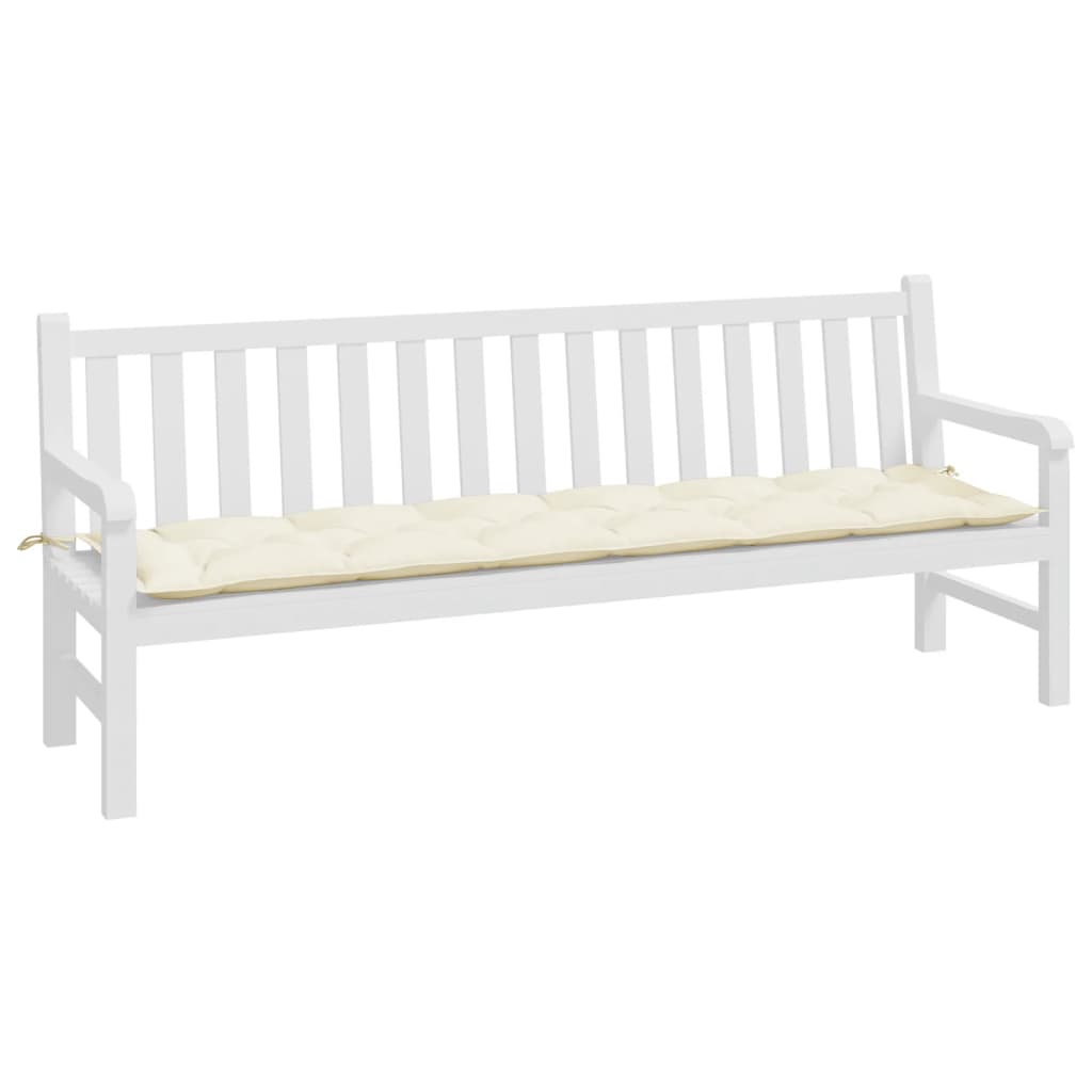 Jastuk za vrtnu klupu krem bijeli 200x50x7 cm od tkanine Oxford