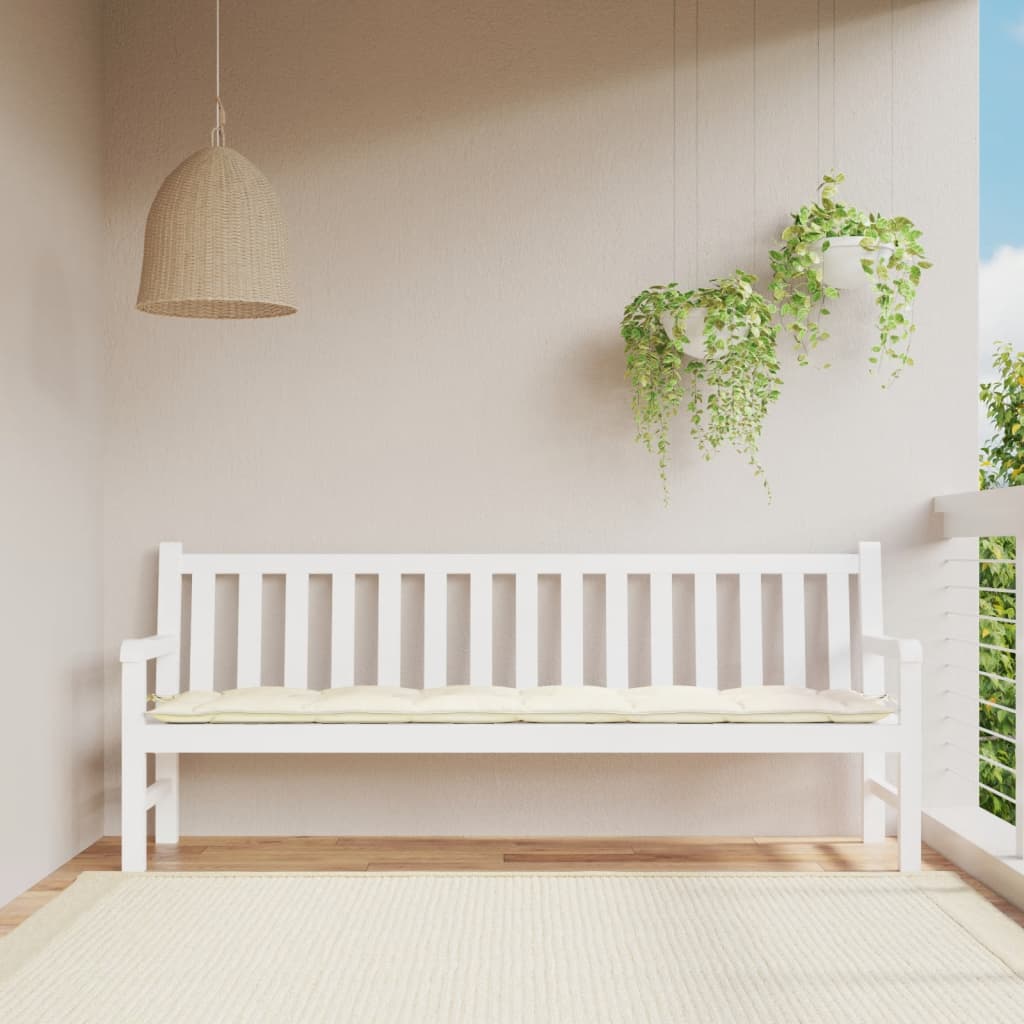 Jastuk za vrtnu klupu krem bijeli 200x50x7 cm od tkanine Oxford