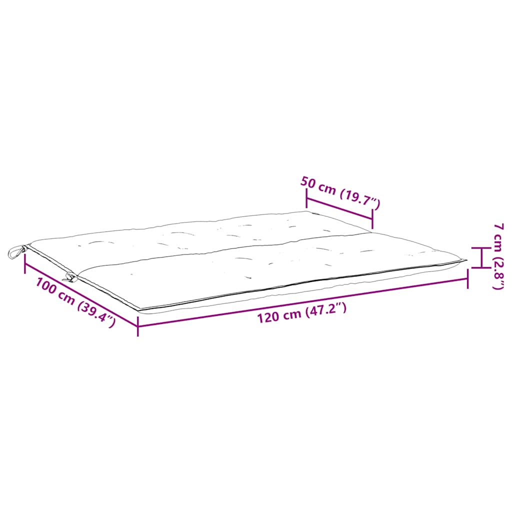 Jastuk za vrtnu klupu plavi 120 x (50+50) x 7 cm tkanina Oxford