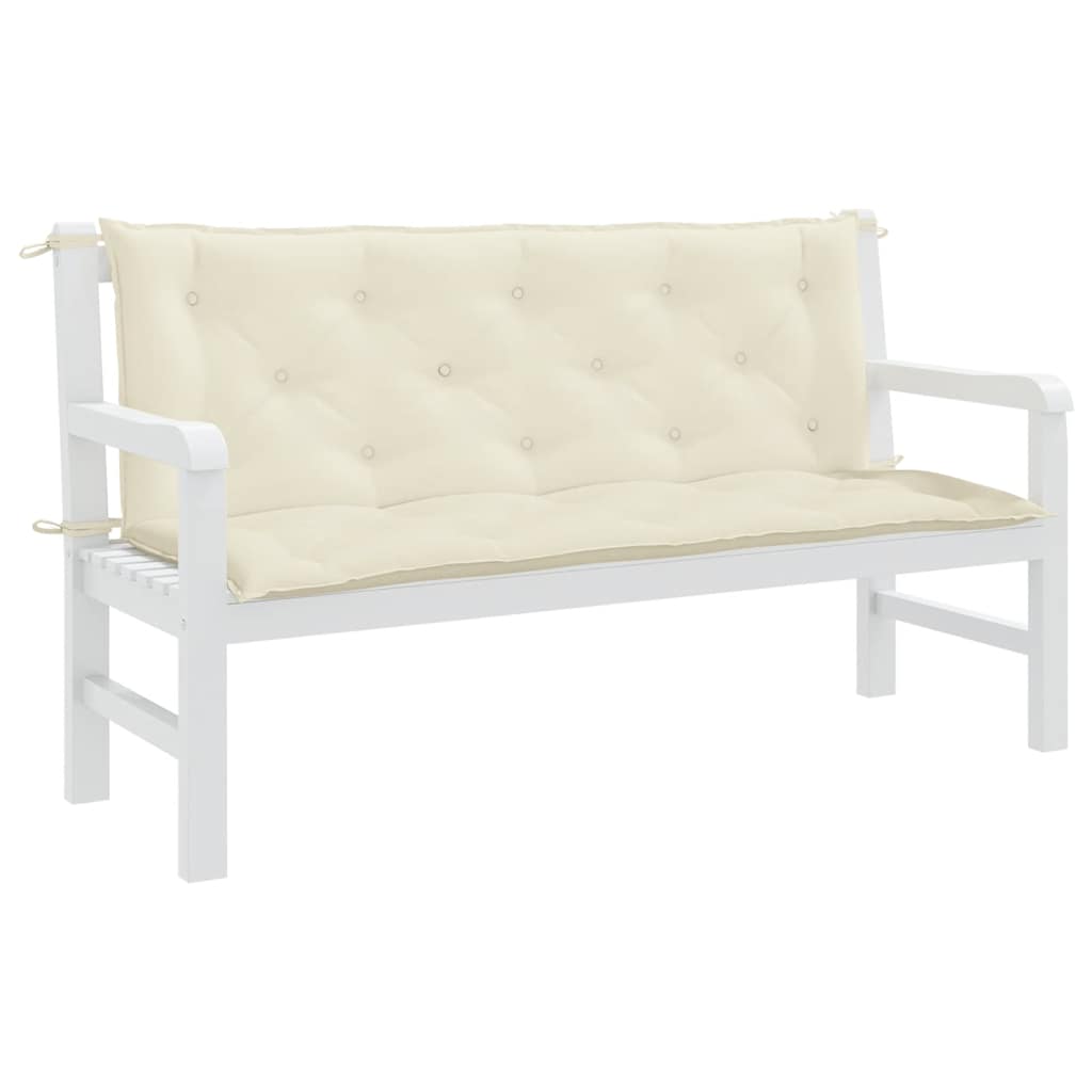 Jastuk za vrtnu klupu krem bijeli 150x(50+50)x7 cm od tkanine