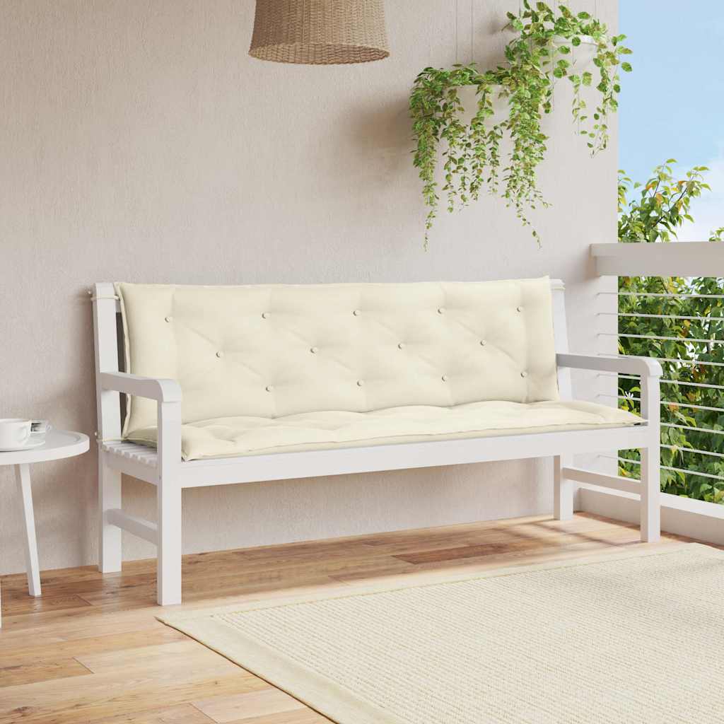 Jastuk za vrtnu klupu krem bijeli 150x(50+50)x7 cm od tkanine