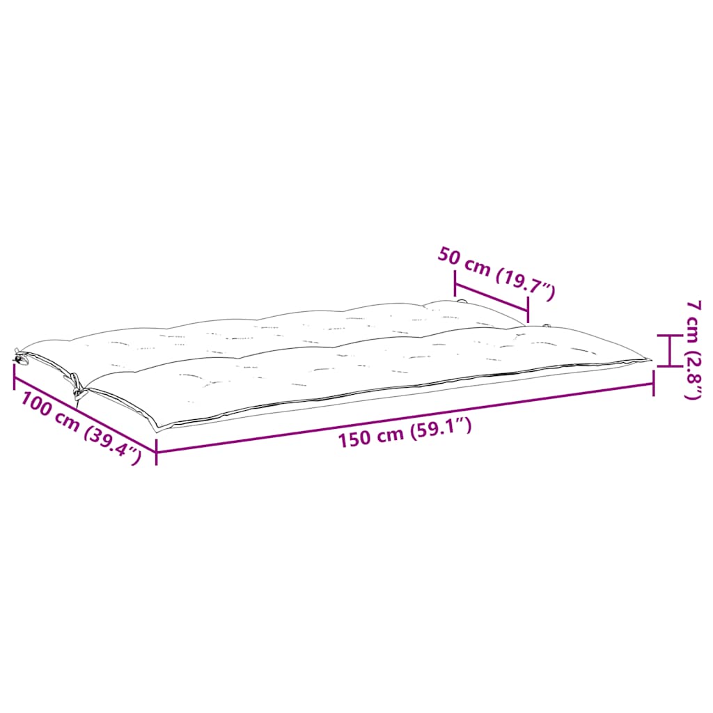 Jastuk za vrtnu klupu smeđesivi 150x(50+50)x7 cm tkanina Oxford