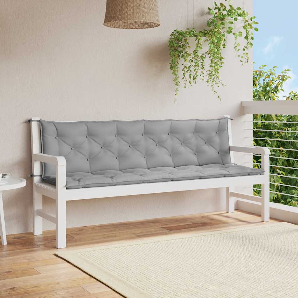 Jastuk za vrtnu klupu sivi 200 x (50+50) x 7 cm tkanina Oxford
