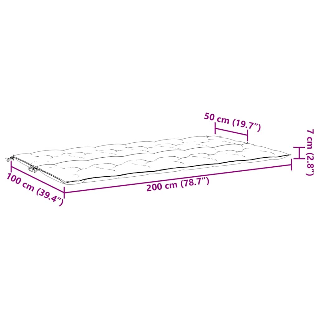 Jastuk za vrtnu klupu zeleni 200x(50+50)x7 cm od tkanine Oxford