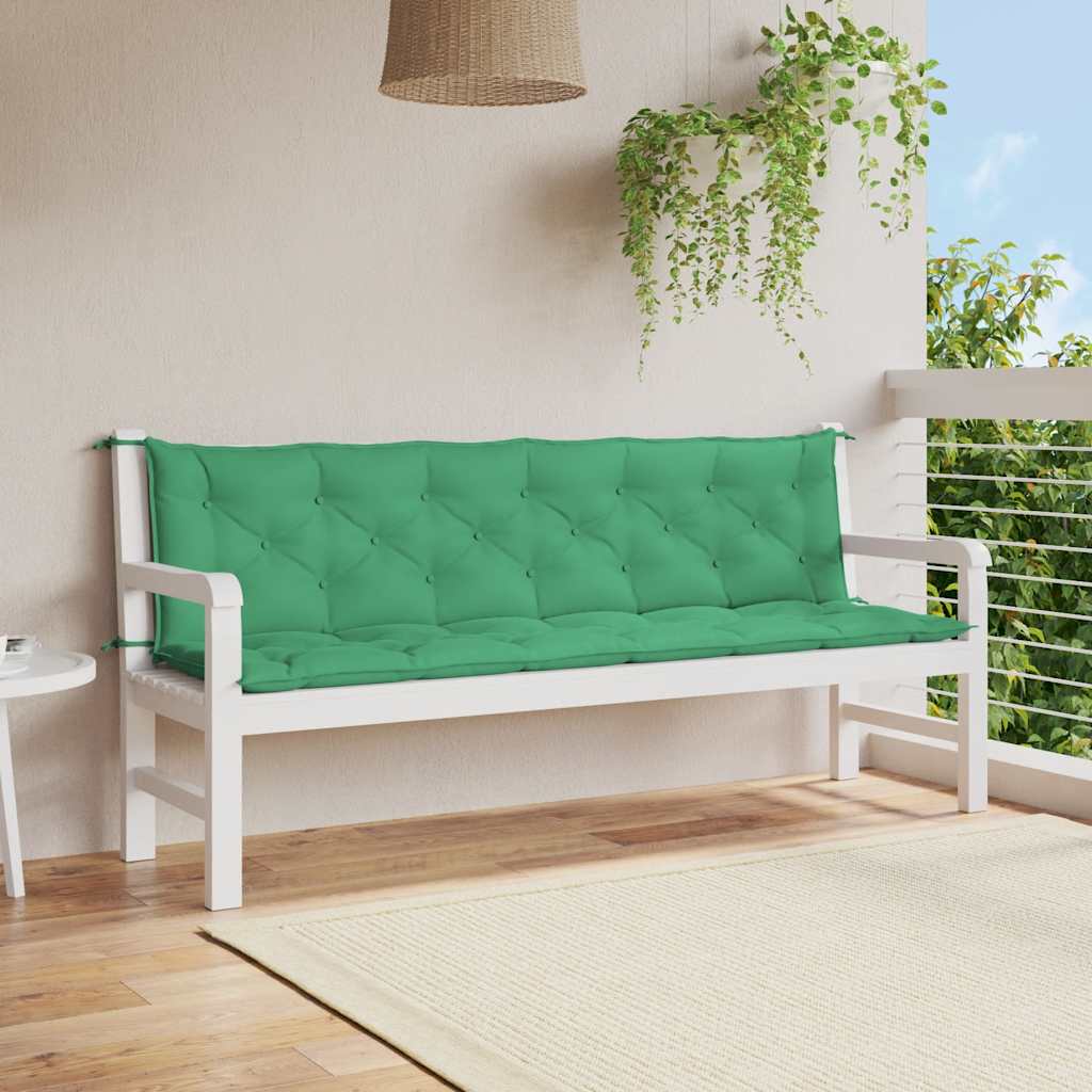 Jastuk za vrtnu klupu zeleni 200x(50+50)x7 cm od tkanine Oxford