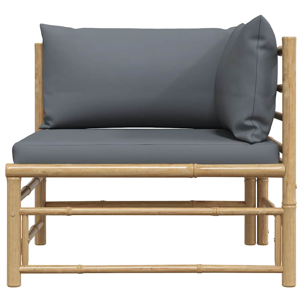 Kutna vrtna sofa od bambusa s tamnosivim jastucima