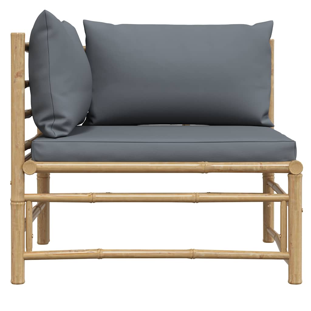 Kutna vrtna sofa od bambusa s tamnosivim jastucima