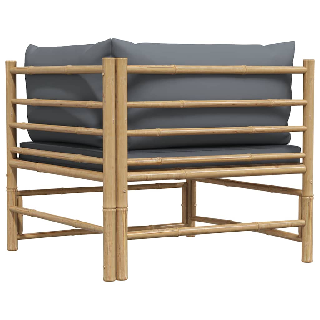 Kutna vrtna sofa od bambusa s tamnosivim jastucima