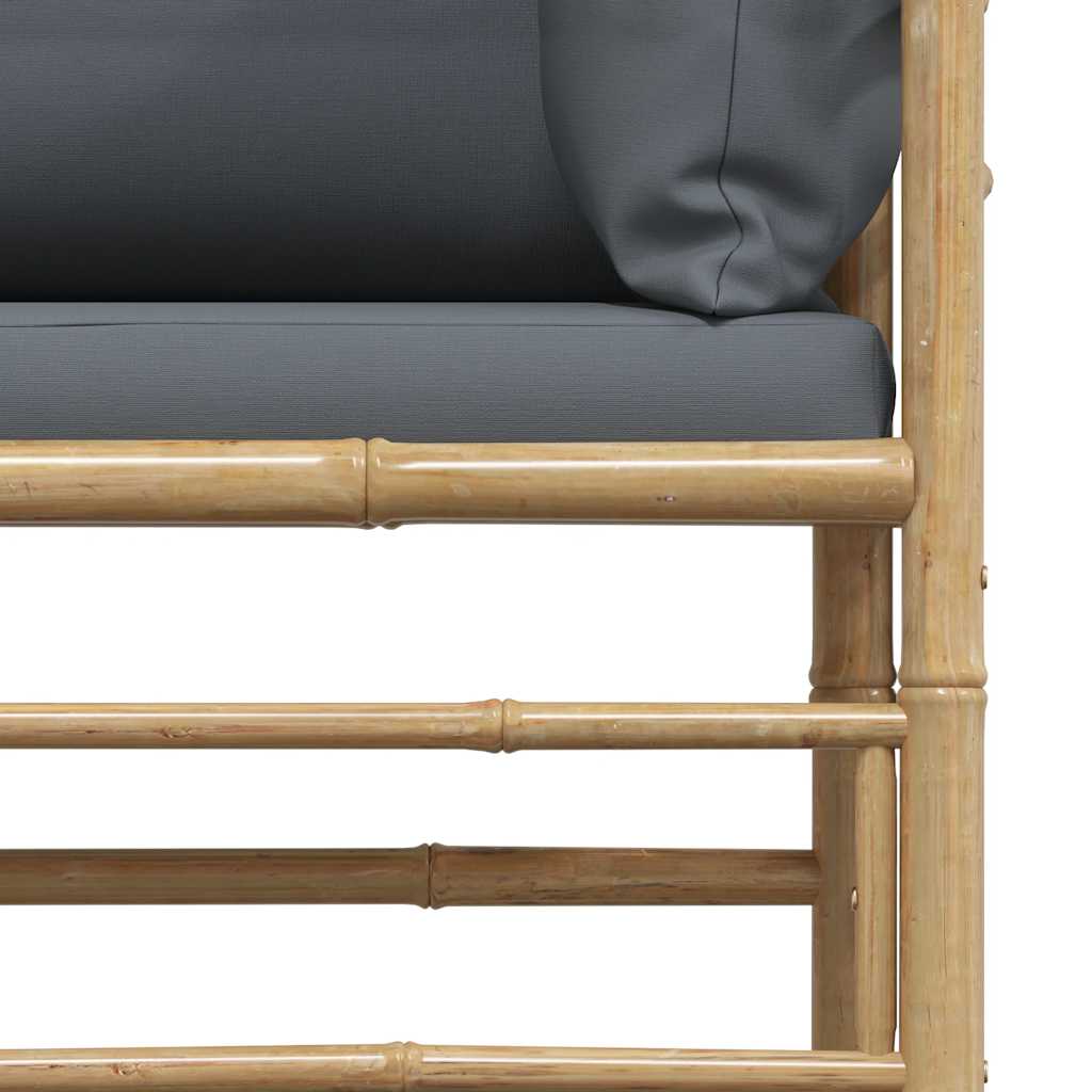 Kutna vrtna sofa od bambusa s tamnosivim jastucima