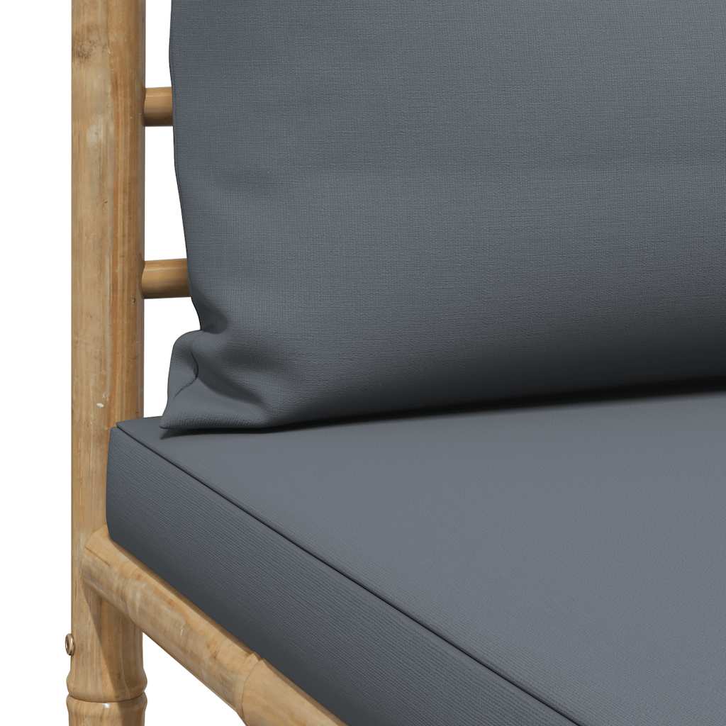 Srednja vrtna sofa od bambusa s tamnosivim jastucima