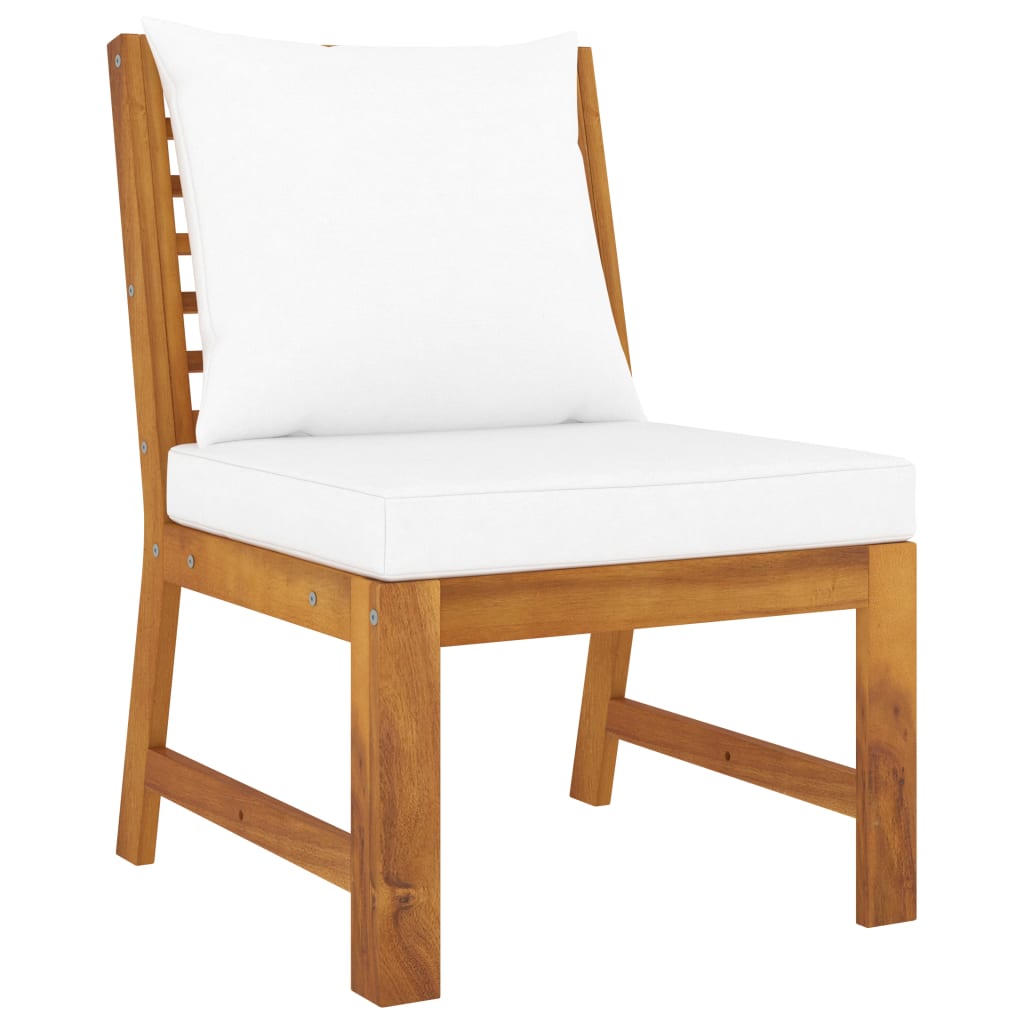4-dijelna vrtna garnitura s krem jastucima masivno drvo bagrema