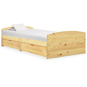 Okvir kreveta s 2 ladice od masivne borovine 90 x 200 cm