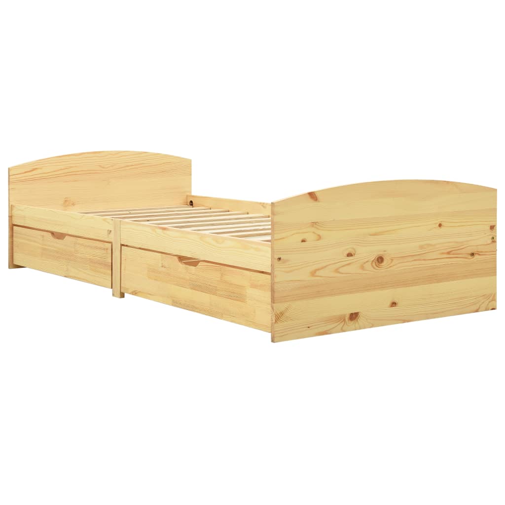 Okvir kreveta s 2 ladice od masivne borovine 90 x 200 cm