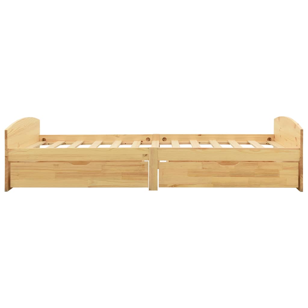Okvir kreveta s 2 ladice od masivne borovine 90 x 200 cm