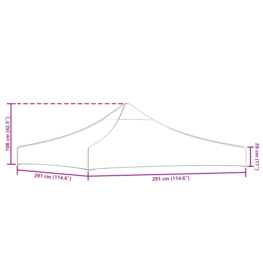 Krov za šator za zabave 3 x 3 m smeđe-sivi 270 g/m²