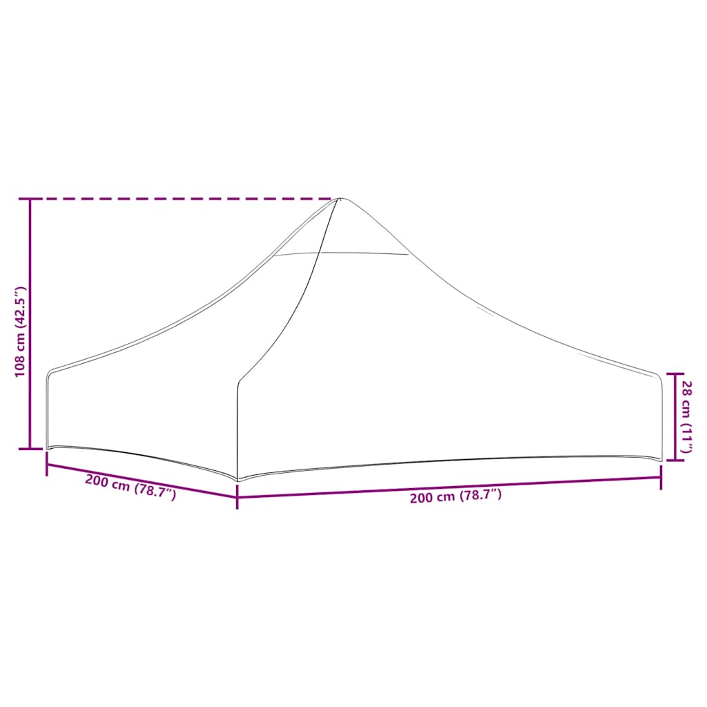 Krov za šator za zabave 2 x 2 m bijeli 270 g/m²