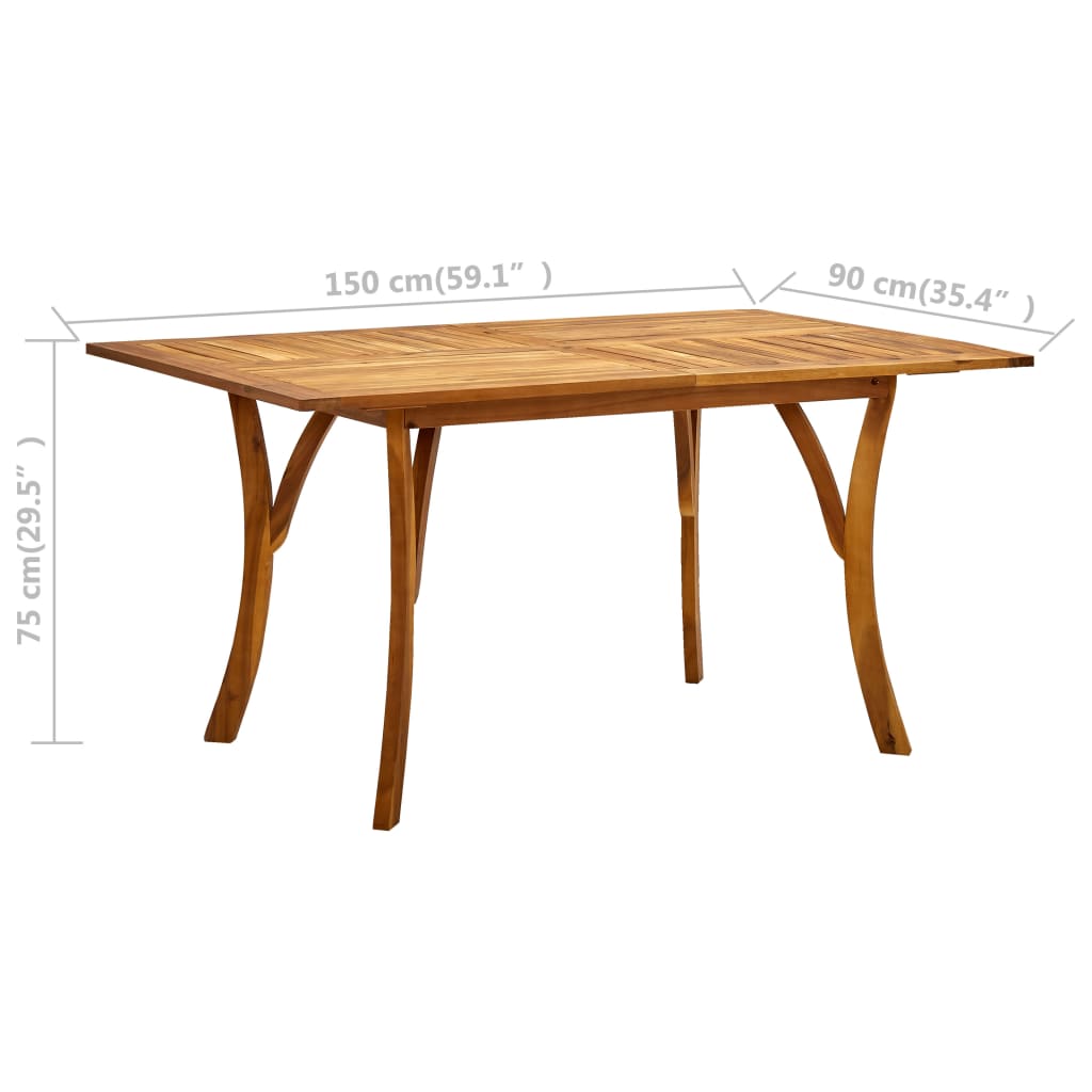 Vrtni blagovaonski set od 7 dijelova 150x90 cm masivno drvo akacije