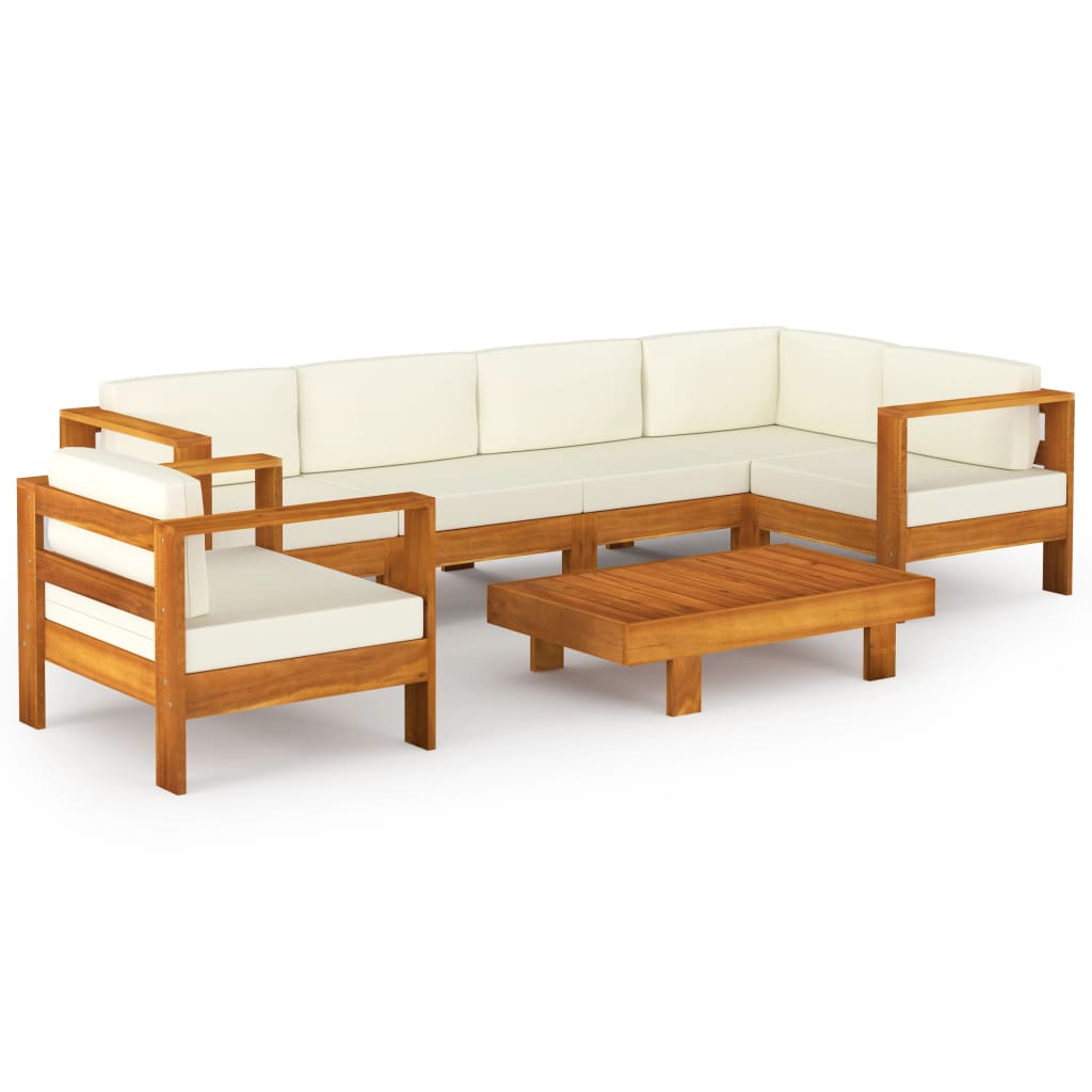 Vrtni set za sjedenje s jastucima, 7 dijelova, 100 x 60 cm, akacija