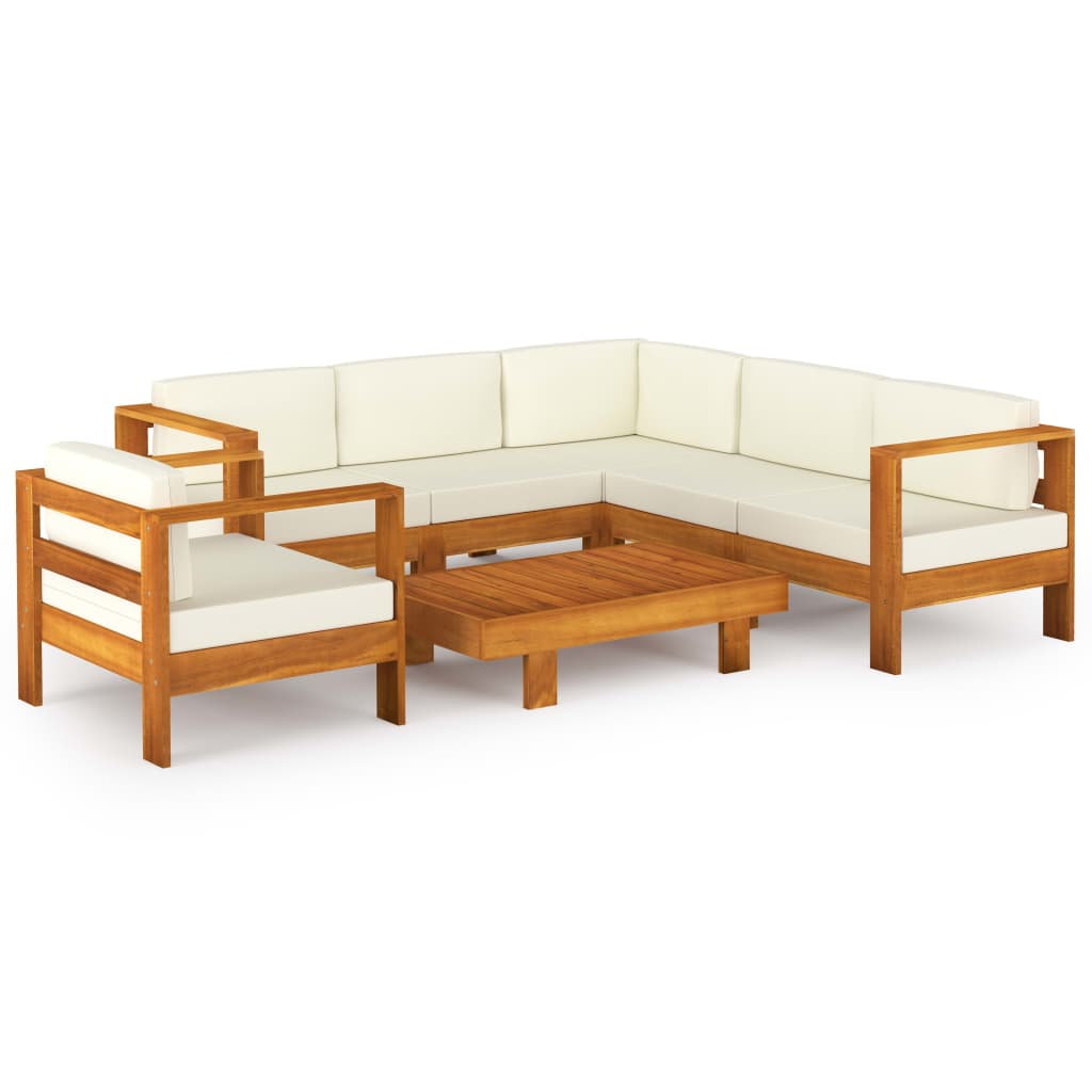 Vrtni set za sjedenje s jastucima, 7 dijelova, 100 x 60 cm, akacija