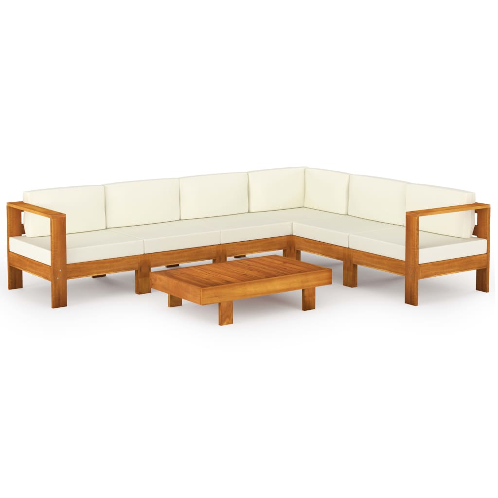 Vrtni set za sjedenje s jastucima, 7 dijelova, 100 x 60 cm, akacija