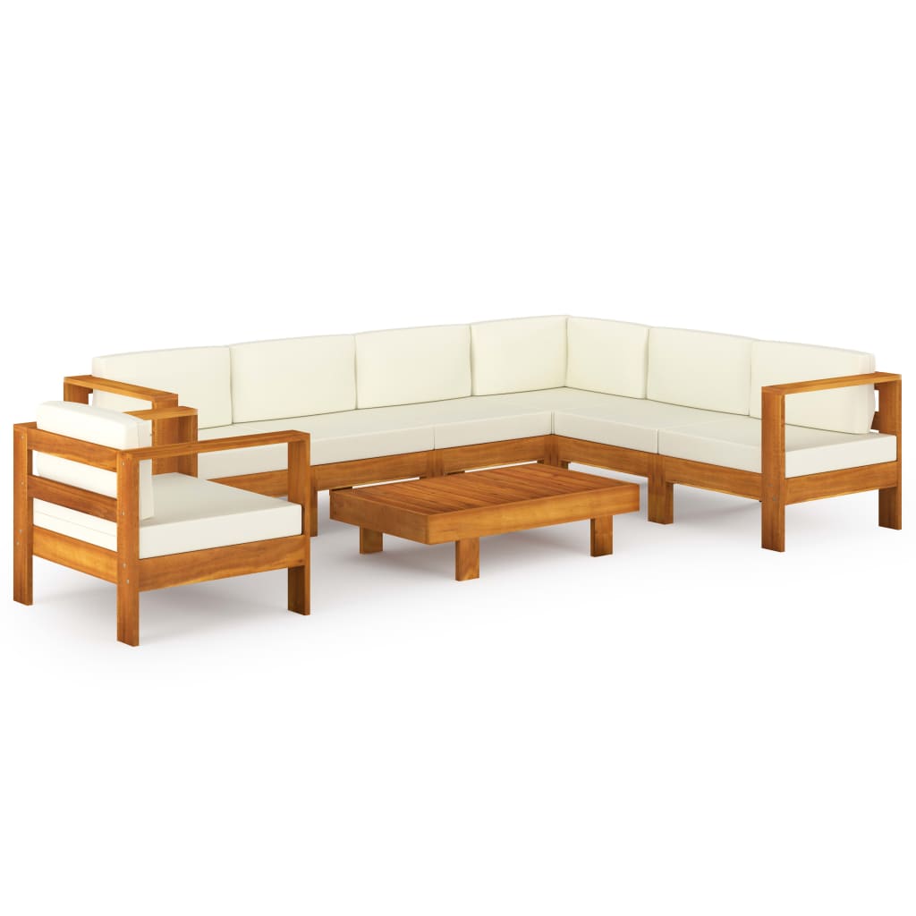 Vrtni set za sjedenje s jastucima, 8 dijelova, 100 x 60 cm, akacija