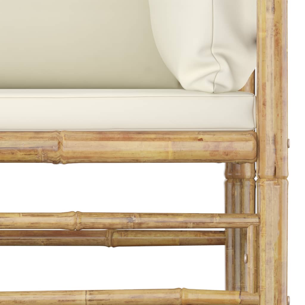 4-dijelna vrtna garnitura od bambusa s krem bijelim jastucima