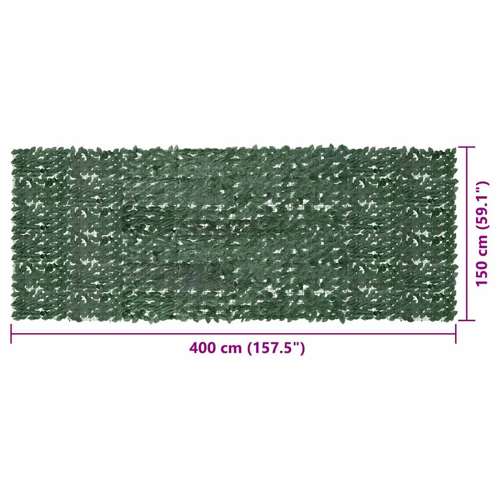 Balkonski zastor s tamnozelenim lišćem 400 x 150 cm