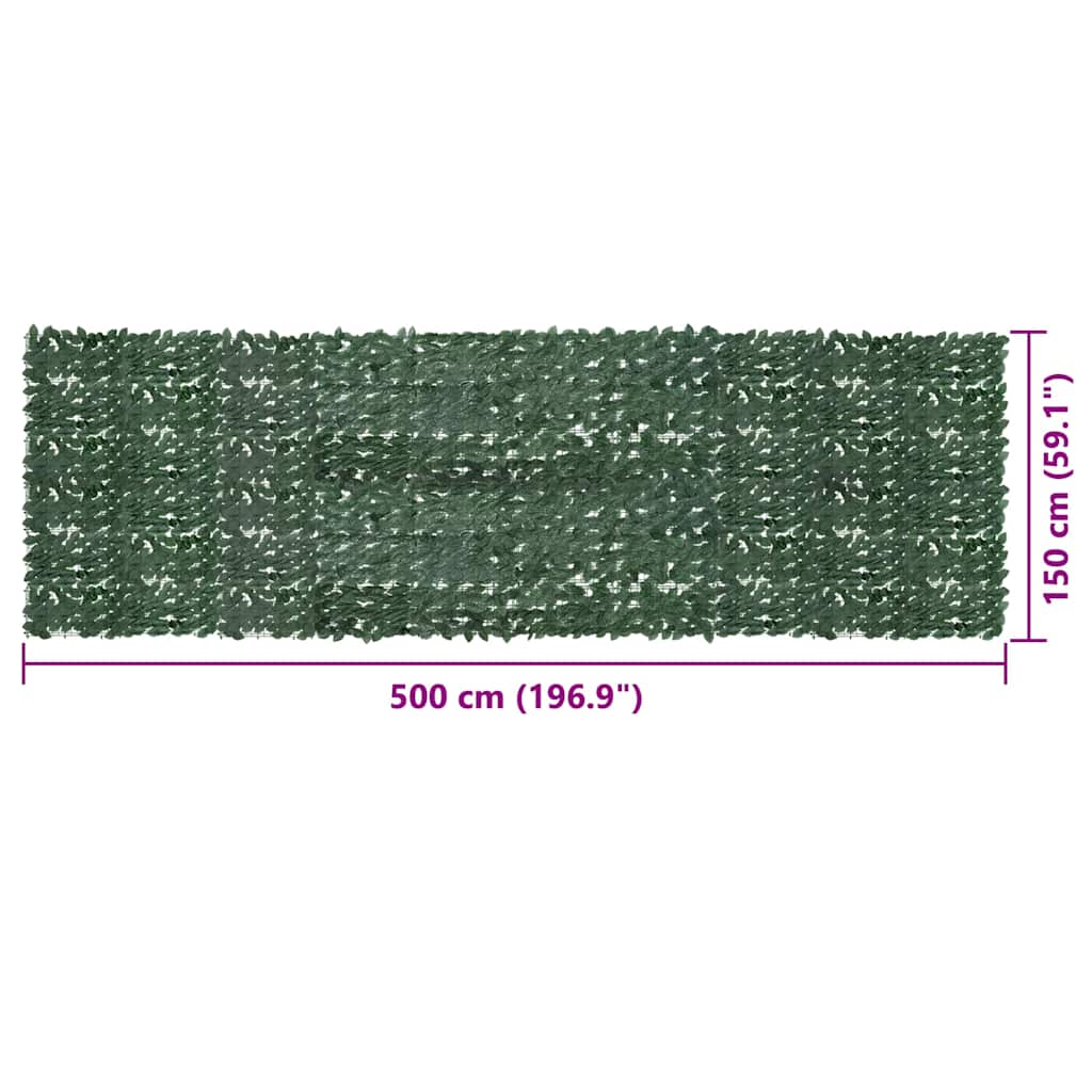 Balkonski zastor s tamnozelenim lišćem 500 x 150 cm