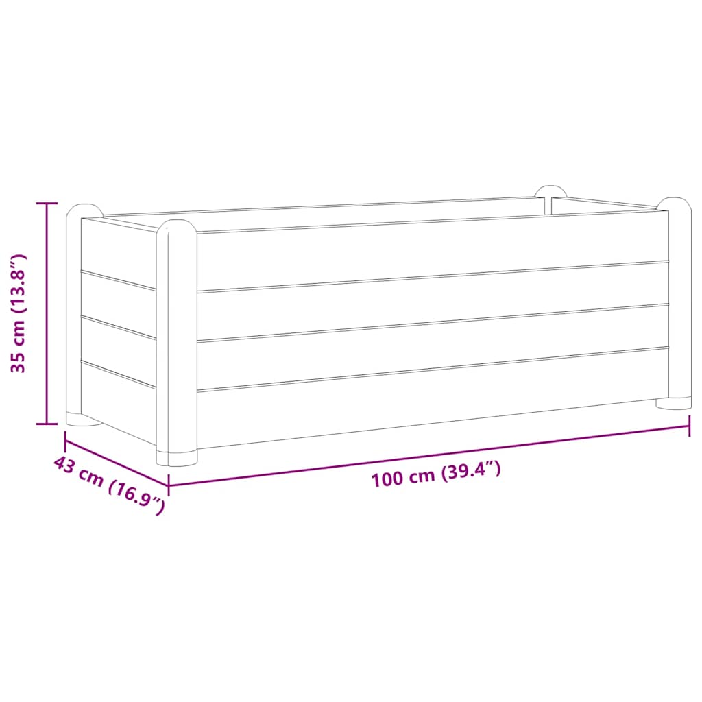 Povišena vrtna gredica PP bijela 100 x 43 x 35 cm