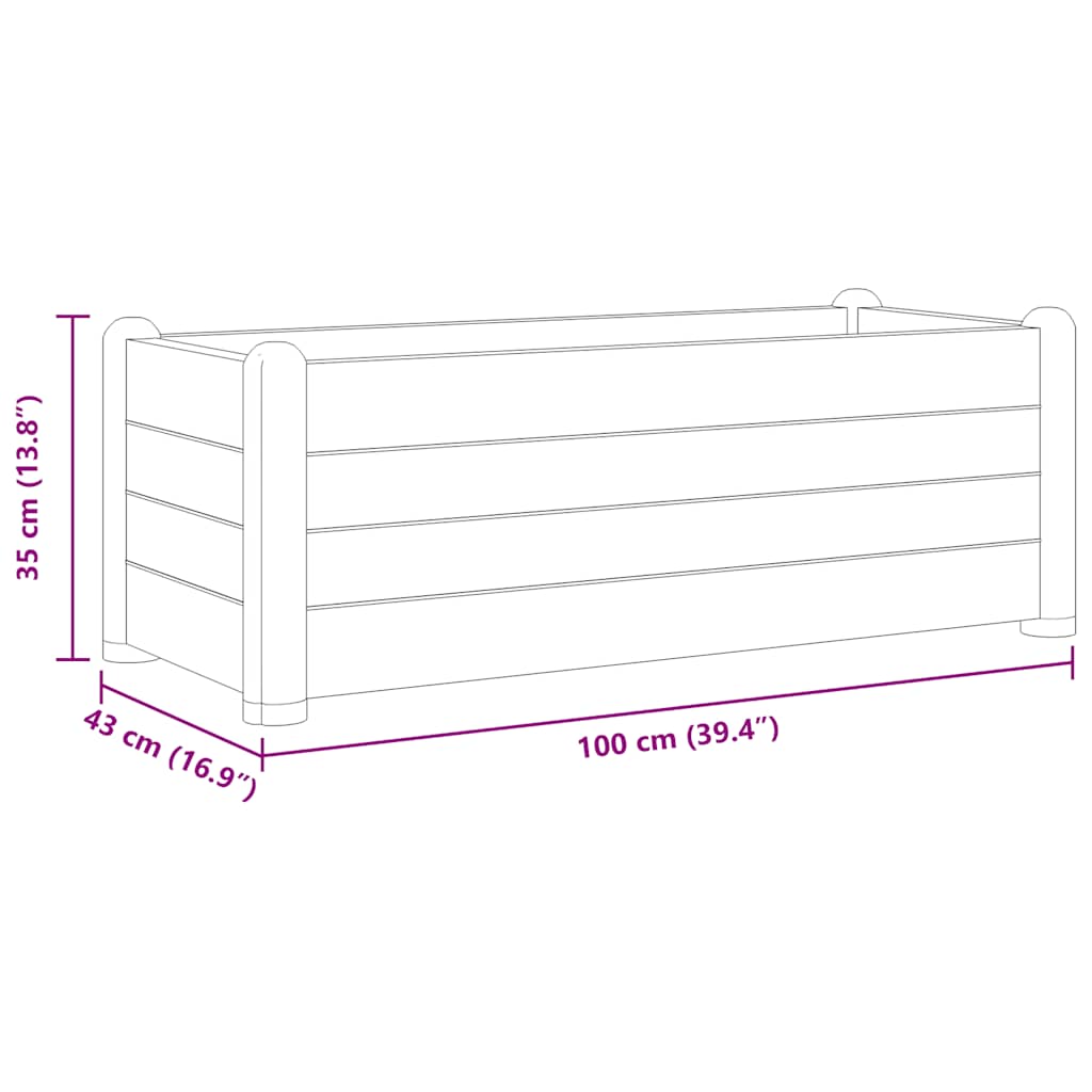 Povišena vrtna gredica PP antracit 100 x 43 x 35 cm