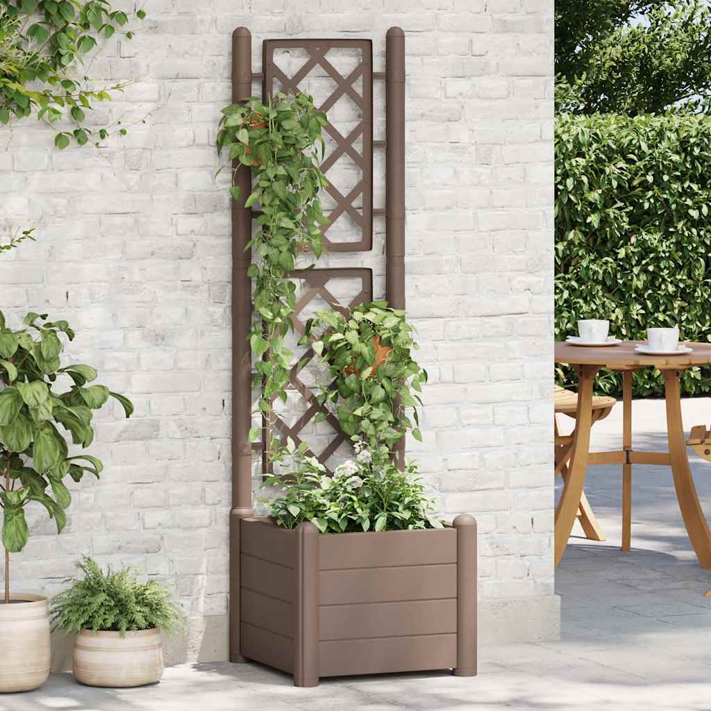 Vrtna sadilica s rešetkom 43 x 43 x 142 cm PP boja kave