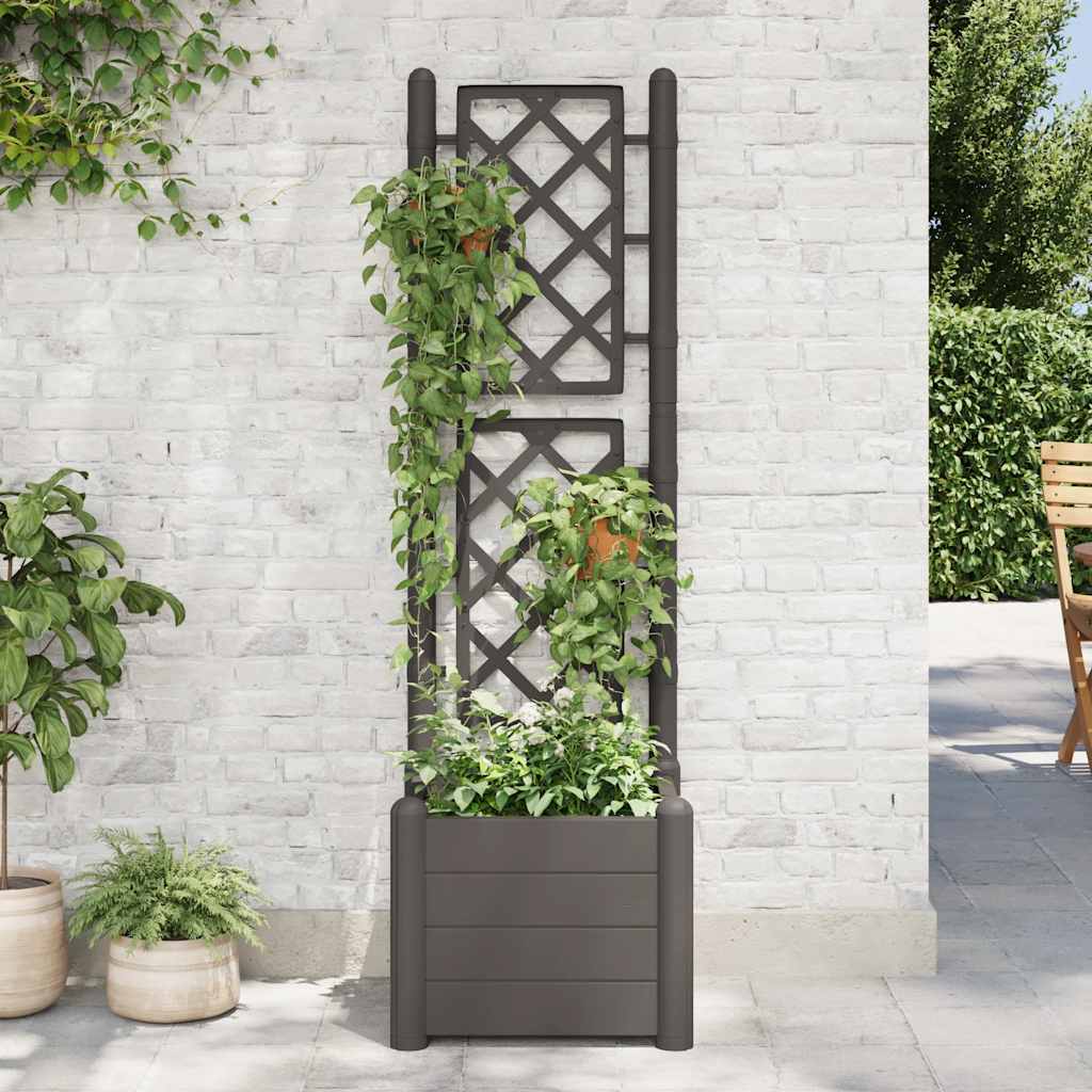 Vrtna sadilica s rešetkom PP antracit 43 x 43 x 142 cm