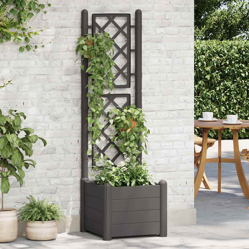 Vrtna sadilica s rešetkom PP antracit 43 x 43 x 142 cm