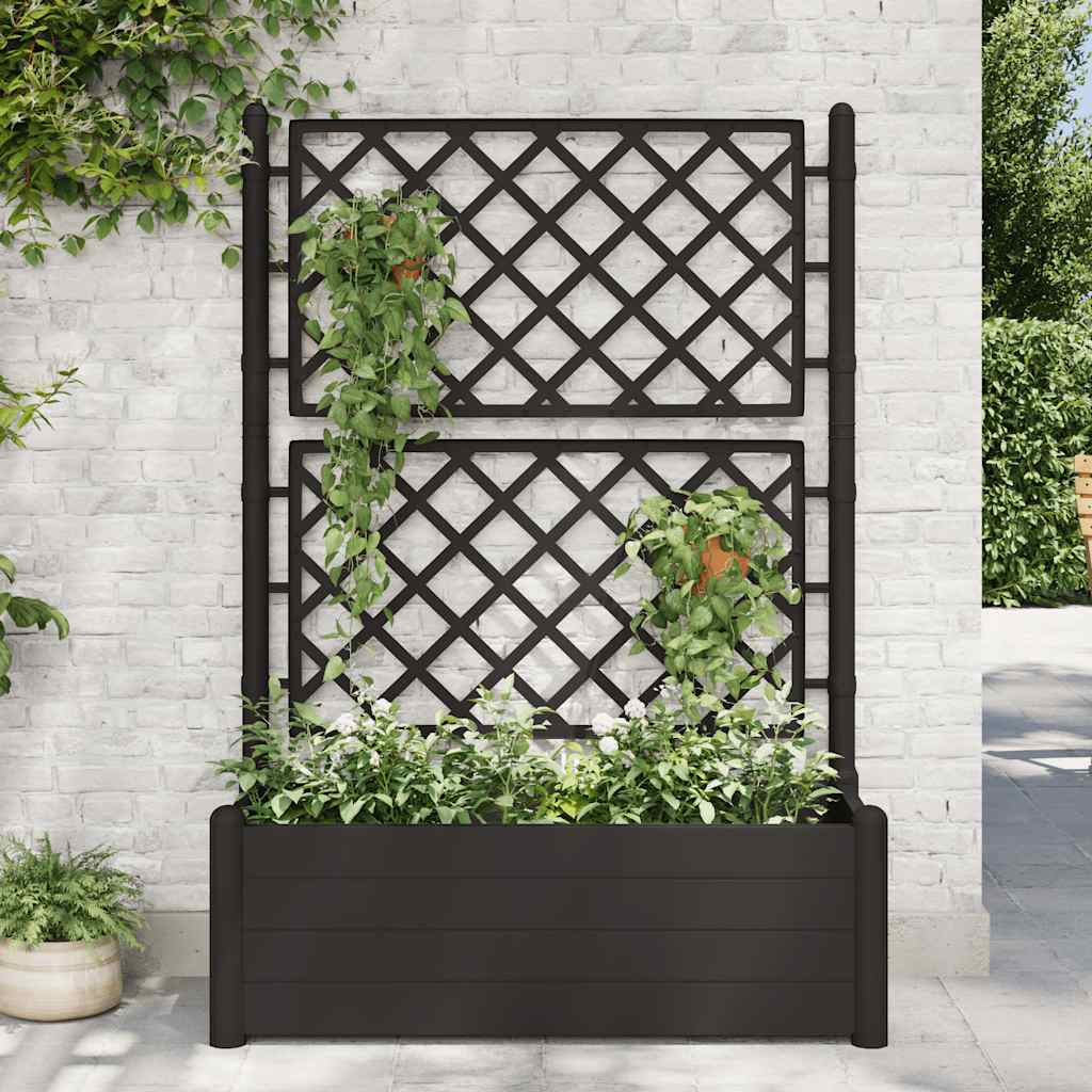 Vrtna sadilica s rešetkom 100 x 43 x 142 cm PP antracit