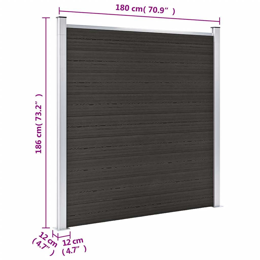 Panel za ogradu WPC 180 x 186 cm crni