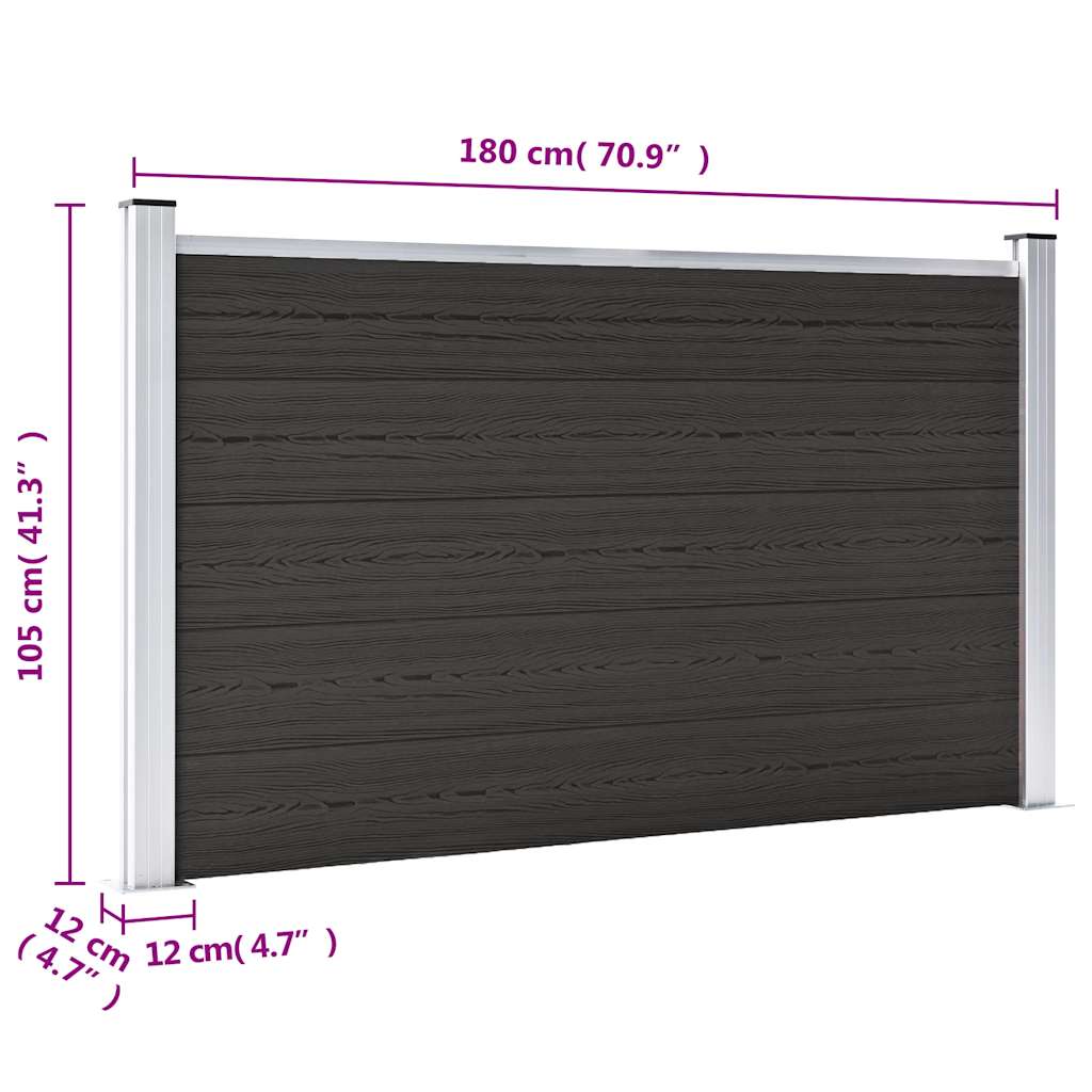 Panel za ogradu WPC 180 x 105 cm crni