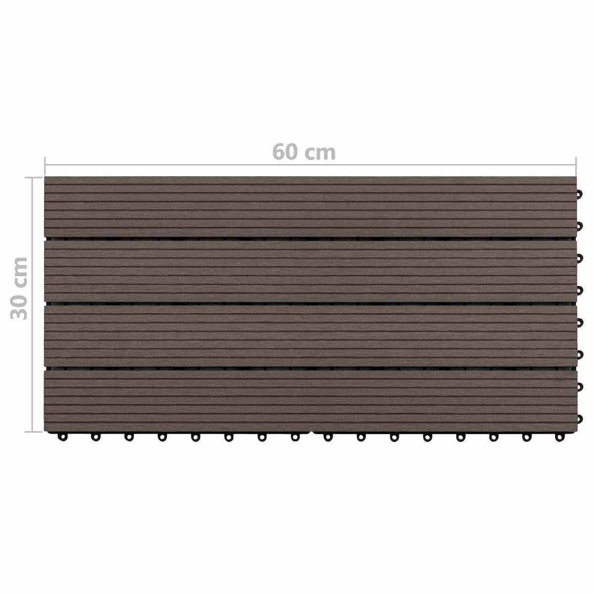 Pločice za decking 6 pcs Tamno smeđa 60 x 30 cm