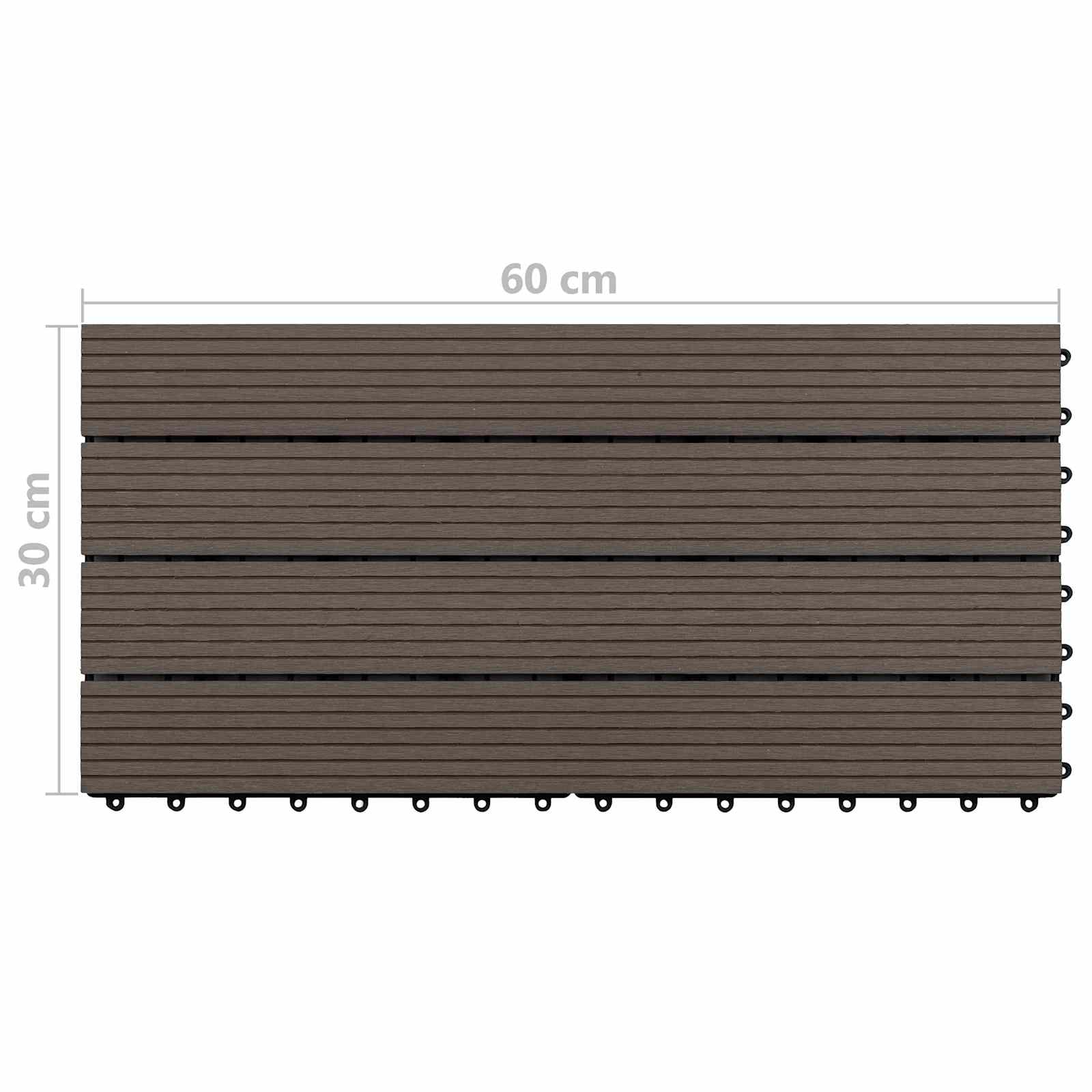 Pločice za decking 6 pcs Tamno smeđa 60 x 30 cm