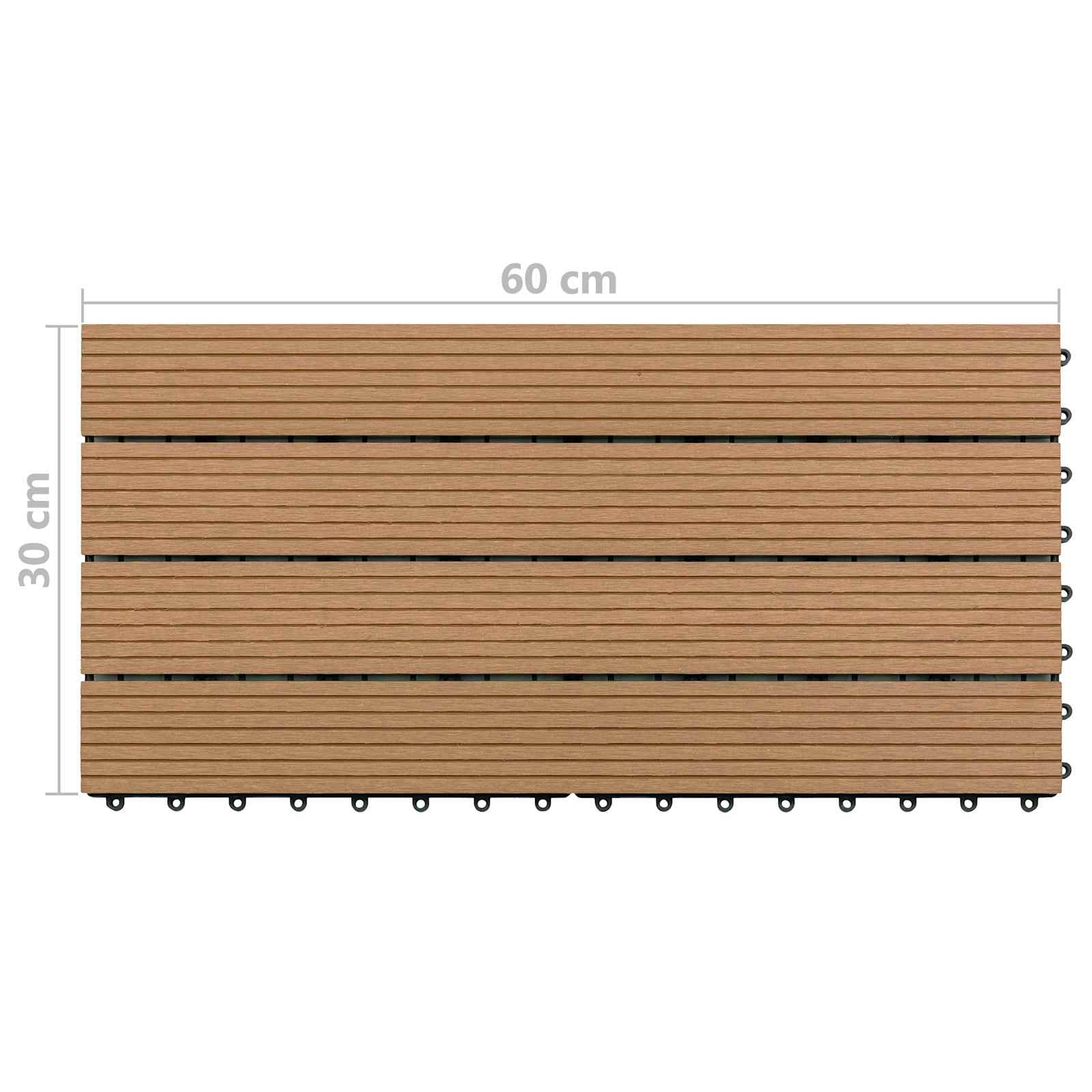 Pločice za decking 6 pcs Smeđa 60 x 30 cm Drvoplastična smjesa